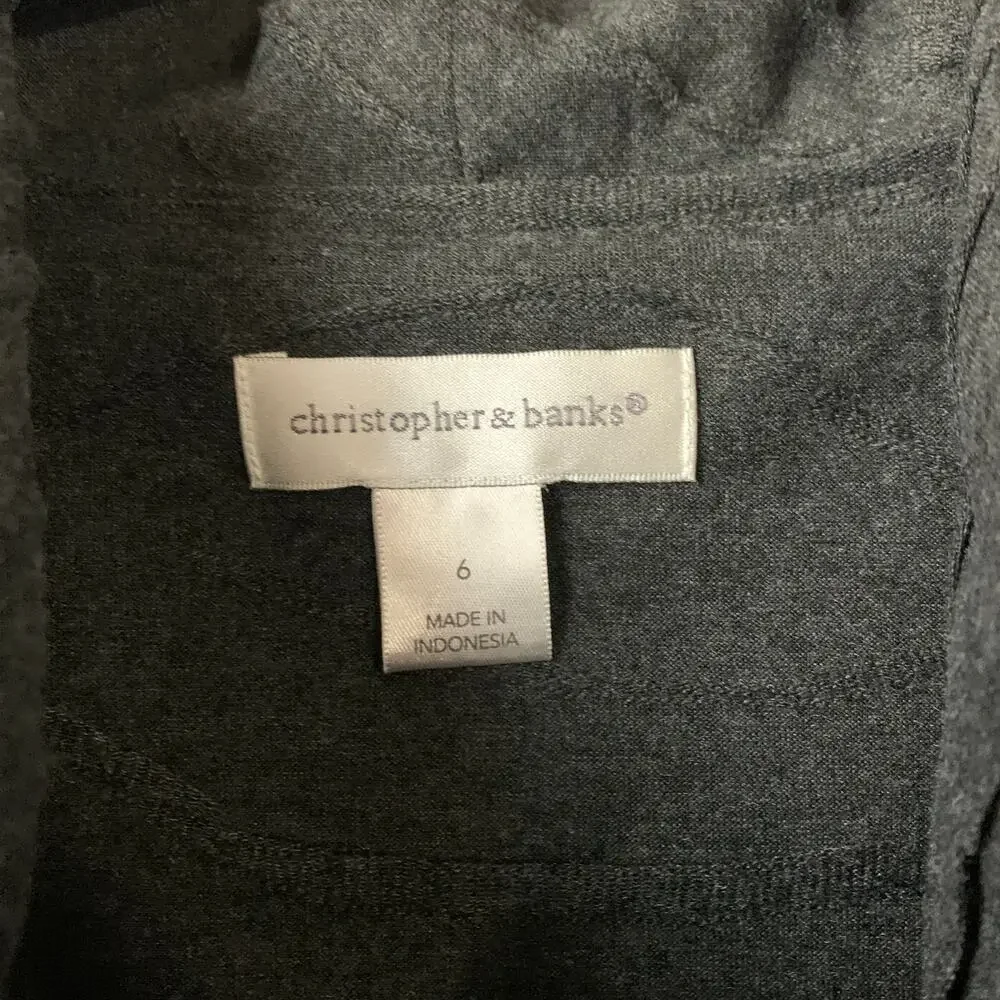 Christopher & Banks Gray Cowl Neck Dress Short Sleeves Size 6